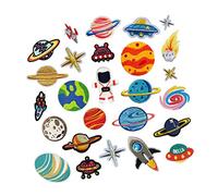 OVAQUIXI 26 Pièces de Patchs à Repasser, Style Planète Mignon, Couleurs Vives, Patchs à Coudre pour Sac à Dos et Vêtements