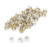 OVAQUIXI 50 Pièces de Strass en Cristal de qualité A à Griffe Ronde Argentée de 7 Mm, Multicolores Scintillants pour la Décoration Artisanale, pour Sacs de Robe (Diamant bordé d'argent de 7 mm avec