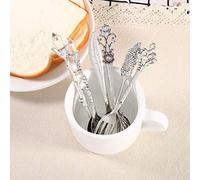 OVAQUIXI 6pcs Vintage Royal Metal Mini Café et Fourche, échantillon 3D-Unique -Shisch Decoration Décoration Décoré Décorer (SILVER)