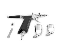 OVAQUIXI Aérographe à Gâchette 2 Tasses, Pistolet de Pulvérisation à Alimentation Latérale 0.3mm avec Buse Réglable pour Peinture Artistique, Modèle de Décoration de Gâteau