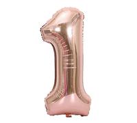 OVAQUIXI Ballons Numériques en or Rose de 40 Pouces, Ensemble de Chiffres en Aluminium de 0 à 9, Décor de Fête D'anniversaire et de Mariage avec Flotteur à Hélium, Stockage Réutilisable (Numéro 1)