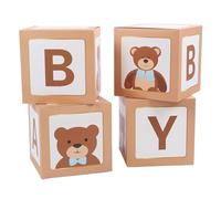 OVAQUIXI Boîtes à Ballons sur le Thème de L'ours, Jolie Décoration pour Pièce Maîtresse de Fête de Révélation du Genre, Fournitures de Fête D'anniversaire, 4 Pièces, 11,81 Pouces