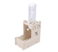 OVAQUIXI Bouteille d'eau Suspendue 2 en 1 pour Hamster, Support en Bois avec Base Lestée pour Gerbille Hérisson, Petits Animaux de Compagnie