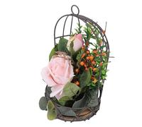 OVAQUIXI Cage à Oiseaux Pot de Fleurs avec Finition Polie (Pink Vinesh | Décor élégant, utilisation polyvalente, charmant pour les mariages, construction en métal, pièce maîtresse élégante