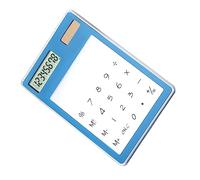 OVAQUIXI Calculatrice Solaire écran Tactile, Affichage Numérique LCD 8 Chiffres, Design Transparent en PS pour Bureau école Maison (Blue)