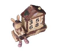 OVAQUIXI Calendrier de Bloc en Bois de Lapin en Résine, Calendrier de | Construction en Bois Composite, Taille 5,9x5,1 Pouces, Adaptée au Salon, Chambre à Coucher, Bureau, Blocs de Construction