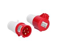 OVAQUIXI Connecteur de Prise Industriel 3 Phases 4 Broches, Ensemble de Prises Isolées étanches pour Usage Industriel et Extérieur, Laiton PA66 16A 380V-415V