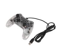 OVAQUIXI Contrôleur RVB de Jeu Filaire, Manette de Jeu Gyroscope 6 Axes avec Fonction D'éclairage, Corps Transparent, Double Vibration pour Commutateurs PC PS, Transparent