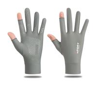 OVAQUIXI de Protection Solaire, Protection Respirante en Soie Glacée, Antidérapants à Deux Doigts pour la Conduite et Les Activités de Plein Air (L)