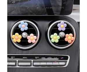 OVAQUIXI Désodorisant de Voiture à Fleurs, Matériau en Résine, 6 Clips Colorés, Parfait pour la Décoration de Voiture, pour les Amoureux des Fleurs et les Femmes (Rose + bleu + vert + jaune + orange