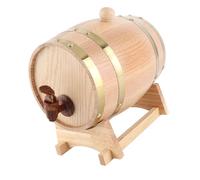 OVAQUIXI Distributeur de Vin en Chêne 3 L, Support Rustique, Robinet en | Construction en Bois, Stockage de Liquide, Présentation de Bar à Domicile, Service de Dîner, Revêtement en Aluminium,