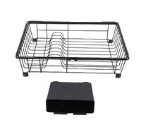 OVAQUIXI Égouttoir de Vaisselle pour évier, Support de Séchage Extensible en Fer Noir pour Vaisselle, Assiettes et Bols 40-61 Cm / 15,75-24,02 Po de Longueur