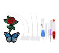 OVAQUIXI Ensemble d'Aiguilles à Poinçonner DIY, en Acier Inoxydable avec Poignée TPR, 3 Aiguilles Interchangeables, Longueur 13 Cm, Kit de Broderie Complet pour les âges