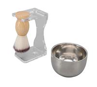 OVAQUIXI Ensemble de 3 Blaireaux et Bols de Rasage, Support en Acrylique avec Poils en Nylon, Brosse à Crème à Raser, Séchage Rapide, Douceur Absorbante, pour Hommes, Papa, Toilettage Quotidien