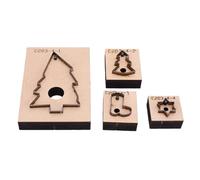 OVAQUIXI Ensemble de 4 Matrices de Découpe en Cuir, en Acier au Carbone et en Bois Massif, Moule Artisanal en Forme d'étoile de Chaussette d'arbre de Noël, Coupeur Multi-matériaux pour les