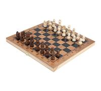 OVAQUIXI Ensemble de Jeu de Dames d'échecs en Bois 3 en 1, Bois Durable, Conception Pliante Portable, Parfait pour Les Voyages en Famille et Le Plaisir éducatif