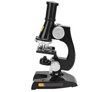 OVAQUIXI Ensemble de Microscope Biologique pour Enfants, Microscope de Laboratoire LED, Grossissement 450x, Jouet éducatif pour Fournitures Scolaires ((Noir))