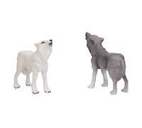 OVAQUIXI Figurines éducatives de Loup Hurlant, Coffret pour Enfants, Modèle Animal Réaliste pour L'imagination et Le Plaisir, 2 Pièces