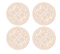 OVAQUIXI Fond de Panier en Bois, Base Ronde Creuse Sculptée 14 Cm | Bois Composite de Peuplier, 4 Mm D'épaisseur, adapté aux Paniers de Rangement, aux Jardinières Suspendues ou aux Projets