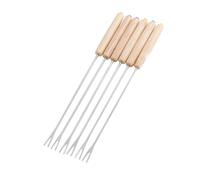 OVAQUIXI Fourche Résistante à la Chaleur à Fondue en Acier Inoxydable pour Fromage au Chocolat, 6 Pcs de Bâtons de Fromage à Fondue à Manipuler avec une Poignée en Bois pour les Pique-niques, le