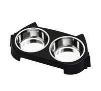 OVAQUIXI Gamelles Surélevées pour Chat, 2 Bols en Acier Inoxydable (Black) | Rebord surélevé Facilite L'accès, Base Lestée évite les Glissades, Bols Amovibles Se Rincent Facilement, pour Petits Chiens