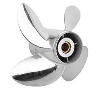 OVAQUIXI Hélice Hors-Bord 4 Pales, Acier Inoxydable, Hélice RH Haute Performance, 13x19 pour Moteurs Hors-Bord 50 à 130 CV