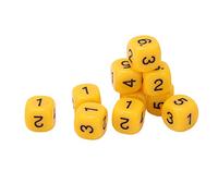 OVAQUIXI Jeu de Dés D'enseignement en Plastique Conception de Coin Rond 20 Pièces Outils de Jeu de société de Dés à 6 Côtés (Yellow)