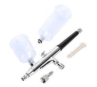 OVAQUIXI Kit Aérographe Double Action 0,3mm avec Godets 20cc 40cc, Système de sécurité à Gâchette pour Peinture au Pistolet, Nail Art, Décoration de Gâteaux, Tatouage
