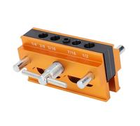 OVAQUIXI Kit de Gabarit de Cheville Réglable avec 6 Bagues de Perçage, Outil Essentiel pour le Perçage de Trous Droits dans les Projets en Bois, Alliage D'aluminium