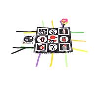 OVAQUIXI Livre Jouet en Tissu Noir et Blanc à Contraste élevé pour Les Tout-Petits avec Anneau de Dentition en Papier de Construction, Motif Double Face, adapté aux Bébés, Matériau en Fibre de