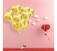 OVAQUIXI Lot de 10 Ballons en Forme de Cœur en Aluminium de 45,7 Cm pour la Saint-Valentin, un Mariage, une Fête d'anniversaire, Fermeture Automatique, Support à l'hélium, Décorations en Forme de