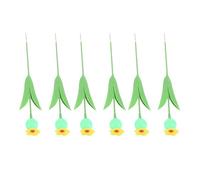 OVAQUIXI Mangeoire à Fleurs pour Colibris, Station D'arrosage pour Abeilles 6 Pièces Fabriquée à Partir de Fer en Caoutchouc Souple PP pour la Décoration Extérieure du Jardin, avec (Pétales Jaunes)