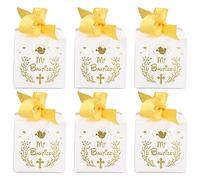OVAQUIXI Mi Bautizo Boîtes à Dragées en Papier, 50 Pièces avec Rubans Dorés, 2,6 X 2,6 X, Pouces, pour Baptême, Première Communion, Baptême, Fête Prénatale, Mariage