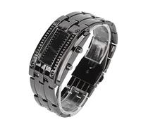 OVAQUIXI Montre LED Unique étanche Affichage de L'heure Binaire pour Hommes Aventure Acier Inoxydable Durée de Vie 30 M étanche 1 X Montre LED (Petite)