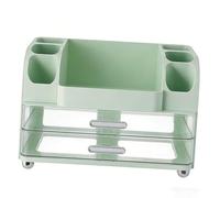 OVAQUIXI Organisateur de Maquillage, Vitrine Cosmétique de Grande capacité à 3 Couches avec 2 Tiroirs et 6 Compartiments, pour Comptoir de Salle de Bain, vanité, Bureau, Fournitures de (GREEN)