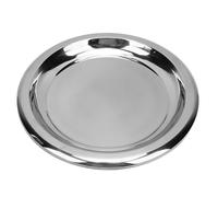 OVAQUIXI Plateau de Service Rond en Acier Inoxydable, Plateau de Service en Argent avec Polissage Miroir pour Table Basse, Bar, Fête (Petite taille pour poignée incurvée)