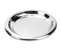 OVAQUIXI Plateau de Service Rond en Acier Inoxydable, Plateau de Service en Argent avec Polissage Miroir pour Table Basse, Bar, Fête (Grande taille pour poignée droite)