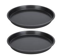 OVAQUIXI Poêle à Pizza Antiadhésive 2 Pièces, Plaque de Cuisson Ronde en Acier au Carbone avec Bords Légèrement Inclinés pour Croûte de Pizza, Ensemble D'ustensiles de Cuisson (30,5 cm / 12 pouces)