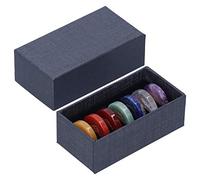 OVAQUIXI Pyramide Multi-Pierres à 7 Chakras, Pierres Précieuses Naturelles pour la Méditation, équilibrage des Chakras Reiki, avec Boîte de Rangement, Symboles Sculptés à la Main,