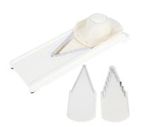 OVAQUIXI Râpe en Forme de V, Lame en Acier Inoxydable, Trancheur avec Protège-main, 36 X 12,5 Cm, 3 Lames, Base en ABS pour la Préparation des Fruits et Légumes dans la Cuisine à Domicile