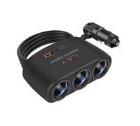 OVAQUIXI Répartiteur de Prise Allume-cigare, Adaptateur d'alimentation 120W à 3 Prises, Chargement Rapide USB PD pour Voiture Camion SUV