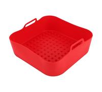 OVAQUIXI Revêtement en Silicone pour Friteuse, Plaque de Cuisson Antiadhésive Réutilisable avec Poignées pour Four à Friteuse à Air Micro-ondes, qualité Alimentaire 20 Cm Rouge