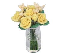 OVAQUIXI Rose Jaune Miniature pour Maison de Poupée, Décoration Florale en Argile Exquise pour Maison de Poupée 1:12, Salon, Bureau, Chambre à Coucher, écologique