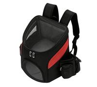 OVAQUIXI Sac à Dos Pliable pour Animaux de Compagnie, Sac de Transport pour Chats et Chiens avec Doubles Bretelles en Respirante et Pochette à Collation pour Promenade en Plein Air chez Le (Noir et