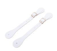 OVAQUIXI Sangles D'éperons en Cuir Supports D'éperons Occidentaux en Cuir Synthétique Réglable de 22 Cm de Long avec Design en Strass pour L'équitation Bottes de Cowboy de Cow-Girl (White)