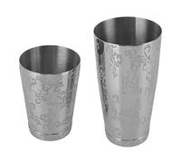 OVAQUIXI Shaker à Cocktail en Acier Inoxydable avec Gravure, Barman Robuste pour Bar à Domicile et Mixologue Professionnel, Argent (À fond)