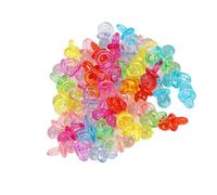 OVAQUIXI Sucette en Acrylique, Mini Sucette pour bébé de Couleur Vive, Jouets pour Anniversaires, Baptême, 100 Pièces 21x12mm (Couleurs mélangées transparentes)