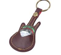 OVAQUIXI Support de Sac de Médiator de Guitare Portable en Cuir, Manchon Noir Facile à Accrocher pour Les Amateurs de Musique (Brown)