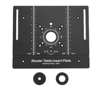 OVAQUIXI Table de Routeur Plaque D'insertion, Table de Gravure de Coupe Multifonctionnelle avec 2 Anneaux D'insertion Alliage en Aluminium pour la Sculpture de Chanfreinage Noir