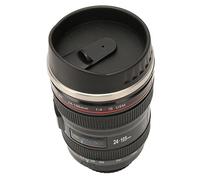 OVAQUIXI Tasse à café pour Objectif D'appareil Photo, isolé Sous Vide en Acier Inoxydable avec Couvercle ABS sécurisé, Tasse de Voyage de Photographe Créatif pour Hommes et Femmes, (BLACK)